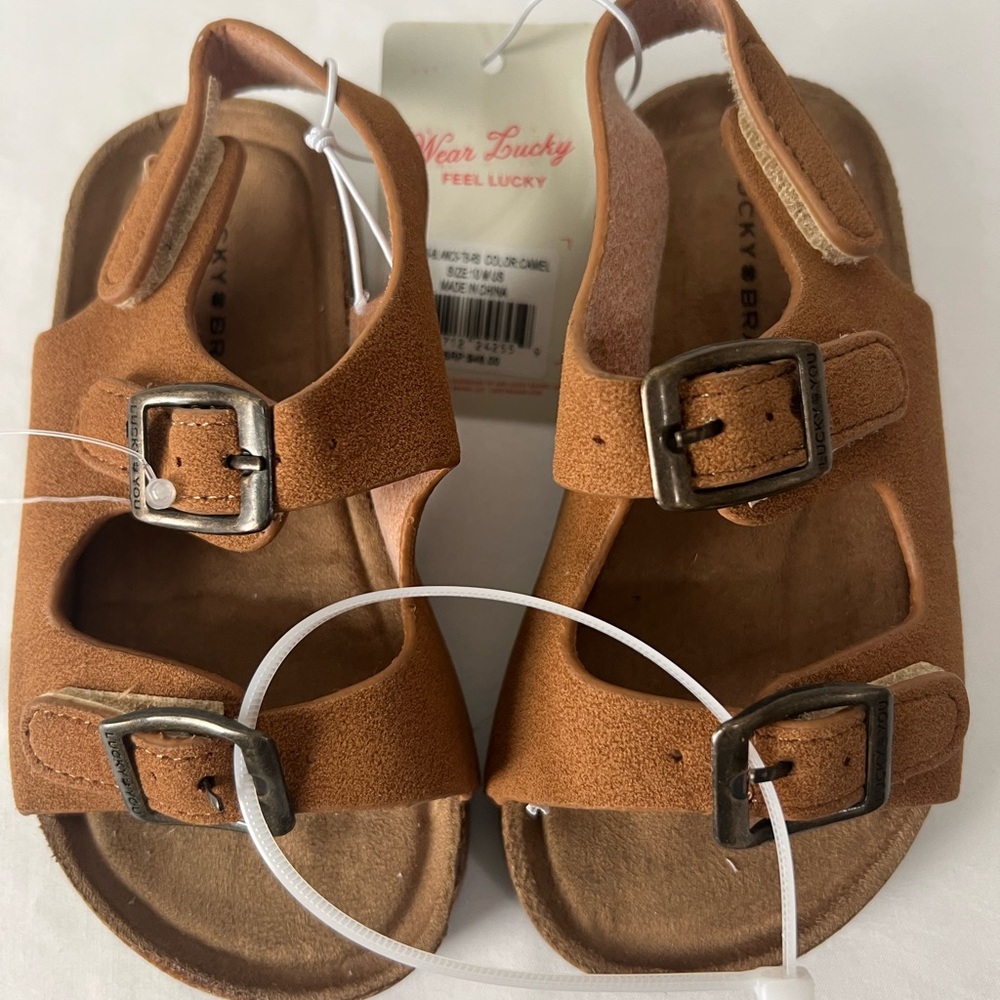 Lucky Brand Toddler Tan Sandals with Slingback Design, Size 10M, NWT